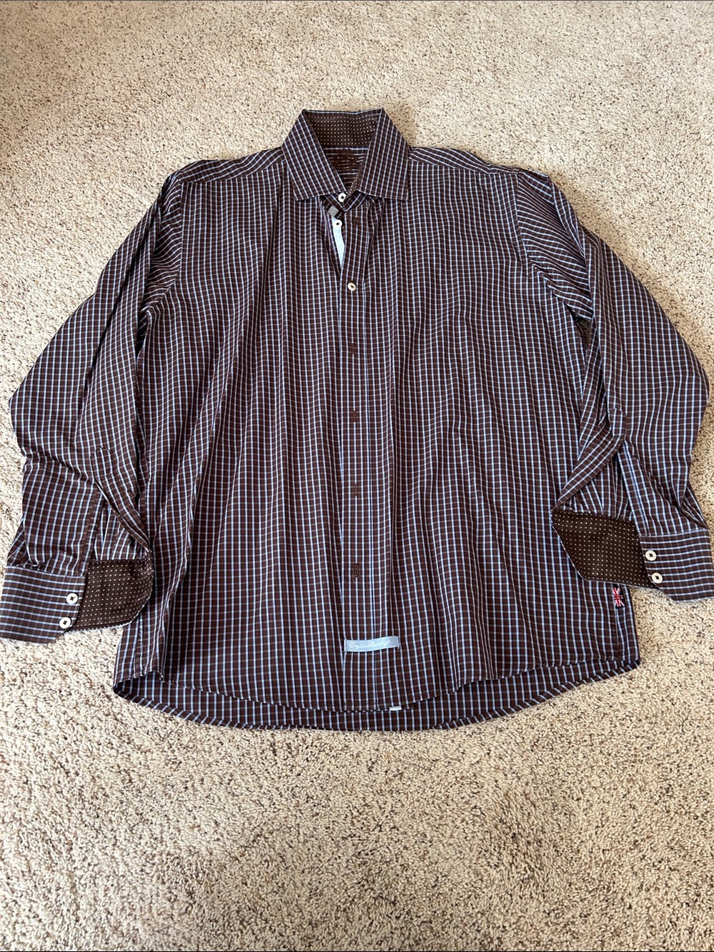 English Laundry Men's Checked Dress Shirt - Brown/Blue